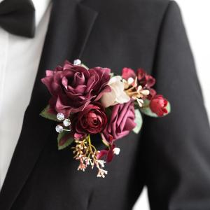 imageLings moment Pocket Boutonniere Single Boutonniere for Men Groom for Wedding Prom Homecoming Anniversary Graduation etcSand Beige Gold SparrowRedburgundy  Marsala