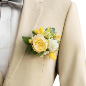 imageLings moment Pocket Boutonniere Single Boutonniere for Men Groom for Wedding Prom Homecoming Anniversary Graduation etcSand Beige Gold SparrowYlwyellow  White