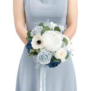 imageLings moment Gold Sparrow Bridesmaid Bouquet Wedding Bouquets for Bridesmaids 7 Inch Bridal Bouquets for Bridesmaids Wedding Ceremony Anniversary etcBludusty Blue  Navy