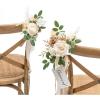 imageLings moment 8 Wedding Artificial Aisle Pew Flowers Chair Markers Decorations Arrangements with Chiffon Ribbons Purple ampamp Blue for Ceremony Floral Reception Home Church Rose Party Outdoor Party DecorWhite  Beige