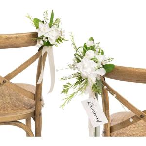 imageLings moment 8 Wedding Artificial Aisle Pew Flowers Chair Markers Decorations Arrangements with Chiffon Ribbons Purple ampamp Blue for Ceremony Floral Reception Home Church Rose Party Outdoor Party DecorLily White  Olive2024 No Card