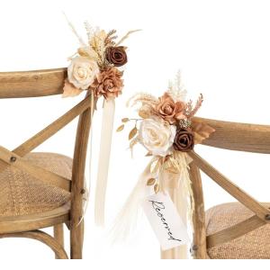 imageLings moment 8 Wedding Artificial Aisle Pew Flowers Chair Markers Decorations Arrangements with Chiffon Ribbons Purple ampamp Blue for Ceremony Floral Reception Home Church Rose Party Outdoor Party DecorRust  Sepia