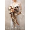 imageLings moment Beige Bridal Bouquet Cascading Brown Wedding Bouquets for Bride 13 Inch Bride Bouquets for Wedding Artificial Flowers Bouquets