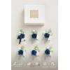 imageLings moment Boutonniere for Men 6pcs Groom Groomsmen Boutonniere Artificial Flowers for Wedding DecorPromHomecoming etcSand Beige WhiteBlunavy Blue  Dark Blue
