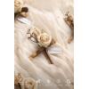 imageLings moment Boutonniere for Men 6pcs Groom Groomsmen Boutonniere Artificial Flowers for Wedding DecorPromHomecoming etcSand Beige WhiteBrnbrown Beige  White