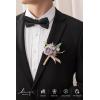 imageLings moment Boutonniere for Men 6pcs Groom Groomsmen Boutonniere Artificial Flowers for Wedding DecorPromHomecoming etcSand Beige WhiteBrnlilac  Berry