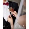 imageLings moment Boutonniere for Men 6pcs Groom Groomsmen Boutonniere Artificial Flowers for Wedding DecorPromHomecoming etcSand Beige WhiteOrterracotta  Orange