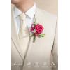 imageLings moment Boutonniere for Men 6pcs Groom Groomsmen Boutonniere Artificial Flowers for Wedding DecorPromHomecoming etcSand Beige WhitePkhot Pink  Magenta Blush