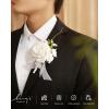 imageLings moment Boutonniere for Men 6pcs Groom Groomsmen Boutonniere Artificial Flowers for Wedding DecorPromHomecoming etcSand Beige WhiteWhtsnow White