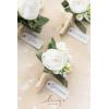 imageLings moment Boutonniere for Men 6pcs Groom Groomsmen Boutonniere Artificial Flowers for Wedding DecorPromHomecoming etcSand Beige WhiteWhtwhite Ranunculus  Pearl