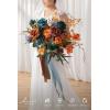 imageLings moment Dusty Rose Wedding Bouquets for Bride Pink Bridal Bouquets for Bride 13 Inch Free Form Artificial Wedding Flower BouquetOrdark Teal  Burnt Orange