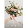 imageLings moment Dusty Rose Wedding Bouquets for Bride Pink Bridal Bouquets for Bride 13 Inch Free Form Artificial Wedding Flower BouquetPkdusty Rose  Cream 02