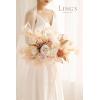 imageLings moment Dusty Rose Wedding Bouquets for Bride Pink Bridal Bouquets for Bride 13 Inch Free Form Artificial Wedding Flower BouquetWhtbeige