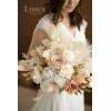 imageLings moment Dusty Rose Wedding Bouquets for Bride Pink Bridal Bouquets for Bride 13 Inch Free Form Artificial Wedding Flower BouquetWhtbeige