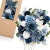 imageLings moment Fake Flowers Box Faux Artificial Greenery Stems Foam Roses Silk Leaves for Centerpieces Bouquet Wedding Floral Arrangements Bridal Shower Party Lavender ampamp Cream Deluxe ComboBludusty Blue  Navy