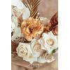 imageLings moment Fake Flowers Box Faux Artificial Greenery Stems Foam Roses Silk Leaves for Centerpieces Bouquet Wedding Floral Arrangements Bridal Shower Party Lavender ampamp Cream Deluxe ComboBegwhite  Brown