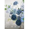 imageLings moment Fake Flowers Box Faux Artificial Greenery Stems Foam Roses Silk Leaves for Centerpieces Bouquet Wedding Floral Arrangements Bridal Shower Party Lavender ampamp Cream Deluxe ComboBludusty Blue  Ivory  Sage