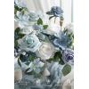 imageLings moment Fake Flowers Box Faux Artificial Greenery Stems Foam Roses Silk Leaves for Centerpieces Bouquet Wedding Floral Arrangements Bridal Shower Party Lavender ampamp Cream Deluxe ComboBludusty Blue  White