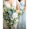 imageLings moment Fake Flowers Box Faux Artificial Greenery Stems Foam Roses Silk Leaves for Centerpieces Bouquet Wedding Floral Arrangements Bridal Shower Party Lavender ampamp Cream Deluxe ComboBludusty Blue  White