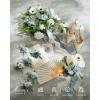 imageLings moment Fake Flowers Box Faux Artificial Greenery Stems Foam Roses Silk Leaves for Centerpieces Bouquet Wedding Floral Arrangements Bridal Shower Party Lavender ampamp Cream Deluxe ComboWhtwhite  Green