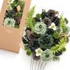 imageLings moment Fake Flowers Box Faux Artificial Greenery Stems Foam Roses Silk Leaves for Centerpieces Bouquet Wedding Floral Arrangements Bridal Shower Party Lavender ampamp Cream Deluxe ComboGrnemerald  Gold