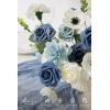 imageLings moment Fake Flowers Box Faux Artificial Greenery Stems Foam Roses Silk Leaves for Centerpieces Bouquet Wedding Floral Arrangements Bridal Shower Party Lavender ampamp Cream Deluxe ComboBludusty Blue  Navy  Ivory