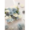 imageLings moment Fake Flowers Box Faux Artificial Greenery Stems Foam Roses Silk Leaves for Centerpieces Bouquet Wedding Floral Arrangements Bridal Shower Party Lavender ampamp Cream Deluxe ComboBludusty Blue  White