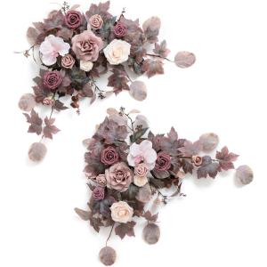 imageLings moment 2PCS Artificial Flower Garland Light Purple Floral Swags Wedding Arch Flowers Lilac Table Centerpieces Decoration Rose Garlands Greenery Arrangements for SweetheartHead Table DecorPkdusty Rose  Mauve