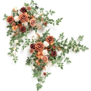 imageLings moment 2PCS Artificial Flower Garland Light Purple Floral Swags Wedding Arch Flowers Lilac Table Centerpieces Decoration Rose Garlands Greenery Arrangements for SweetheartHead Table DecorOrterracotta