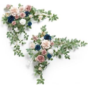 imageLings moment 2PCS Artificial Flower Garland Light Purple Floral Swags Wedding Arch Flowers Lilac Table Centerpieces Decoration Rose Garlands Greenery Arrangements for SweetheartHead Table DecorPkdusty Rose  Navy