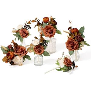 imageLings moment 6 Pack Lilac ampamp Light Purple Wedding Centerpieces Mini Bouquets Table Decor Flower Rose PreMade Floral Three Large Bouquets and Three Small OnesOrsunset Terracotta