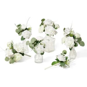 imageLings moment 6 Pack Lilac ampamp Light Purple Wedding Centerpieces Mini Bouquets Table Decor Flower Rose PreMade Floral Three Large Bouquets and Three Small OnesWhtwhite  Sage