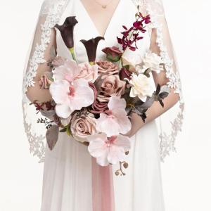 imageLings moment Dusty Rose Wedding Bouquets for Bride Pink Bridal Bouquets for Bride 13 Inch Free Form Artificial Wedding Flower BouquetPk Dusty Rose  Mauve