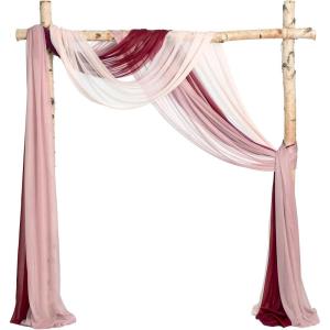 imageLings moment Wedding Arch Draping Fabric 3 Panels 20Ft Purple Chiffon FabricSheer Hanging Drapes Arrangement for Wedding Ceremony Backdrop Party Swag Home Decor Lilac ampamp GoldRedburgundy  Dusty Rose  Ivory