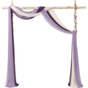 imageLings moment Wedding Arch Draping Fabric 3 Panels 20Ft Purple Chiffon FabricSheer Hanging Drapes Arrangement for Wedding Ceremony Backdrop Party Swag Home Decor Lilac ampamp GoldPrpllilac  Gold