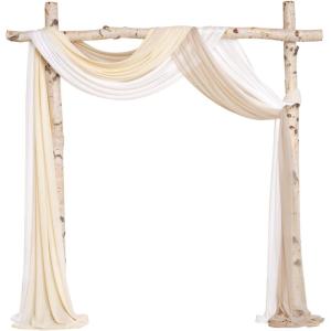 imageLings moment Wedding Arch Draping Fabric 3 Panels 20Ft Purple Chiffon FabricSheer Hanging Drapes Arrangement for Wedding Ceremony Backdrop Party Swag Home Decor Lilac ampamp GoldIvyCream  Nude  Ivory