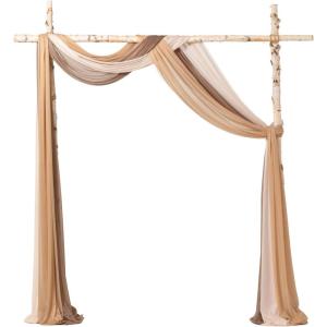 imageLings moment Wedding Arch Draping Fabric 3 Panels 20Ft Purple Chiffon FabricSheer Hanging Drapes Arrangement for Wedding Ceremony Backdrop Party Swag Home Decor Lilac ampamp GoldBrnnude  Walnut Brown