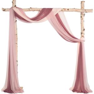 imageLings moment Wedding Arch Draping Fabric 3 Panels 20Ft Purple Chiffon FabricSheer Hanging Drapes Arrangement for Wedding Ceremony Backdrop Party Swag Home Decor Lilac ampamp GoldPkDusty Rose  Mauve