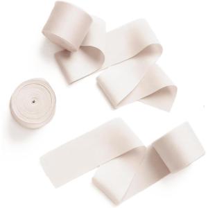 imageLings Moment White Ribbon 16 Inch x 3 Rolls Total 20Yd Cream Craft Fabric Silk Satin Ribbons for Gifts Wrapping Wedding Invitations Bridal Bouquets DecorationsBrnBeige