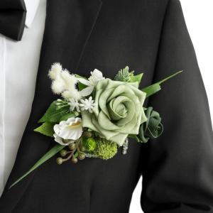 imageLings moment Pocket Boutonniere Single Boutonniere for Men Groom for Wedding Prom Homecoming Anniversary Graduation etcDusty BlueGrngreen  Beige