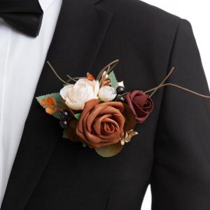 imageLings moment Pocket Boutonniere Single Boutonniere for Men Groom for Wedding Prom Homecoming Anniversary Graduation etcDusty BlueOrorange Terracotta Fall
