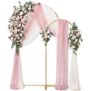 imageLings Moment Wedding Arch Backdrop Stand with Flowers  72FT 6FT Set of 2 Metal Arch Frame with Drape for Ceremony Decor  Artificial Floral Birthday Party Bridal Shower Terracotta OrangePkdusty Rose  Cream