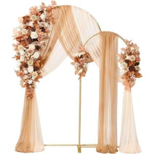 imageLings Moment Wedding Arch Backdrop Stand with Flowers  72FT 6FT Set of 2 Metal Arch Frame with Drape for Ceremony Decor  Artificial Floral Birthday Party Bridal Shower Terracotta OrangeOrrust  Sepia