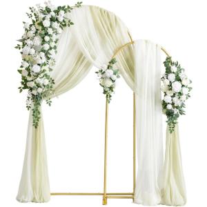 imageLings Moment Wedding Arch Backdrop Stand with Flowers  72FT 6FT Set of 2 Metal Arch Frame with Drape for Ceremony Decor  Artificial Floral Birthday Party Bridal Shower Terracotta OrangeWhtwhite  Sage