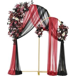 imageLings Moment Wedding Arch Backdrop Stand with Flowers  72FT 6FT Set of 2 Metal Arch Frame with Drape for Ceremony Decor  Artificial Floral Birthday Party Bridal Shower Terracotta OrangeBlkblack  Burgundy