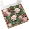 imageLings moment Artificial Flowers 15quot and 2quot Dusty Rose 25pcs Realistic Rose Buds and Petite Roses wStem for DIY Wedding Bouquets Centerpieces Boutonniere Corsages Flower DecorationsTaupe  Nude