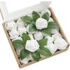 imageLings moment Artificial Flowers 15quot and 2quot Dusty Rose 25pcs Realistic Rose Buds and Petite Roses wStem for DIY Wedding Bouquets Centerpieces Boutonniere Corsages Flower DecorationsWhite