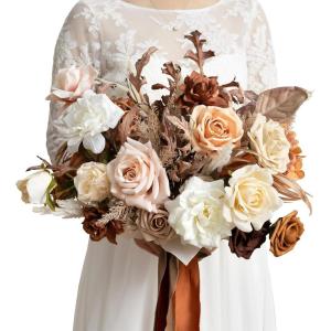imageLings Moment 13 Inch Artificial Wedding Bouquets for Bride Bridal Bouquet Bridesmaid Bouquet Tossing Bouquet for Wedding Ceremony Anniversary Bridal ShowerOrrust  Sepia