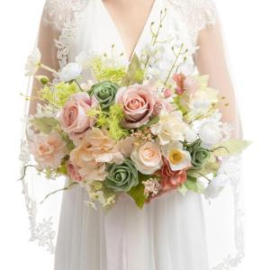 imageLings Moment 13 Inch Artificial Wedding Bouquets for Bride Bridal Bouquet Bridesmaid Bouquet Tossing Bouquet for Wedding Ceremony Anniversary Bridal ShowerPkblush Garden