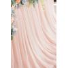 imageLings moment 9FT Blush Chiffon Table Skirt Recycle Use Extra Long Sheer Tablecloth for Backyard Wedding Reception Decorations Birthday Party Cake Dessert DecorPeachy Blush